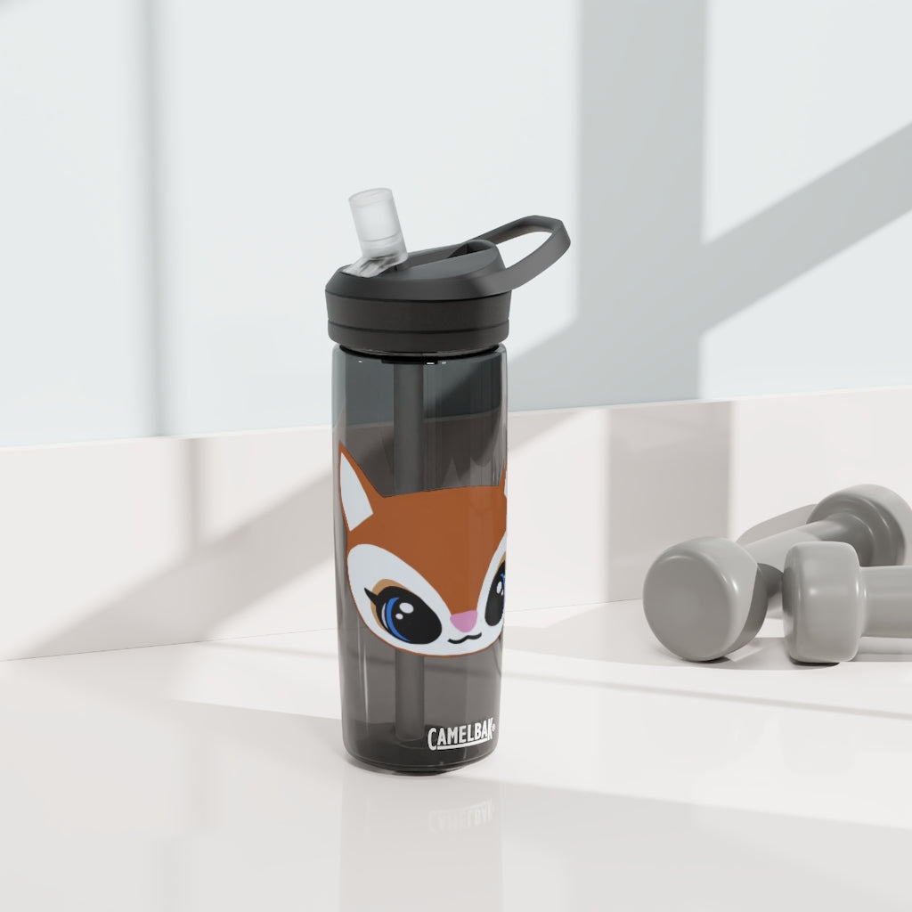 Brown Deer Head CamelBak Eddy® Water Bottle in 20oz and 25oz sizes, showcasing its unique design and durable construction.