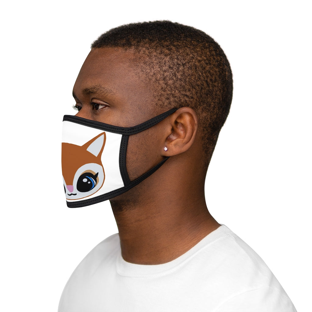 Brown Deer Head Mixed-Fabric Face Mask featuring a unique deer head design with a black outer edge and earloops.