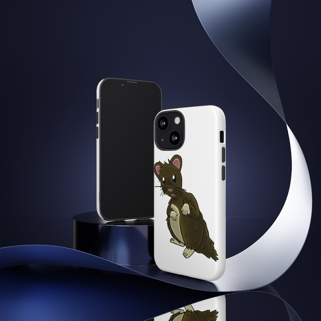 Brown Hamster Tough Case showcasing a cute hamster design with a durable dual-layer structure for smartphone protection.