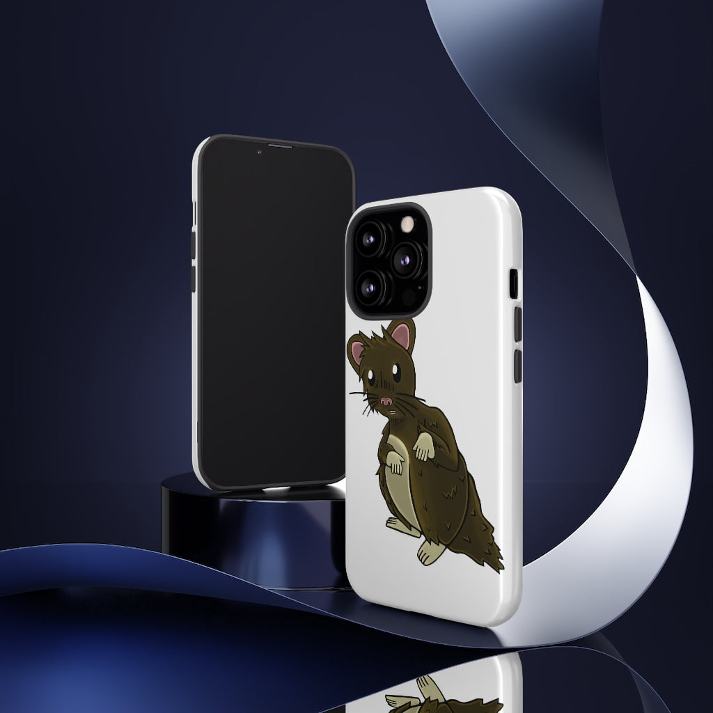 Brown Hamster Tough Case showcasing a cute hamster design with a durable dual-layer structure for smartphone protection.
