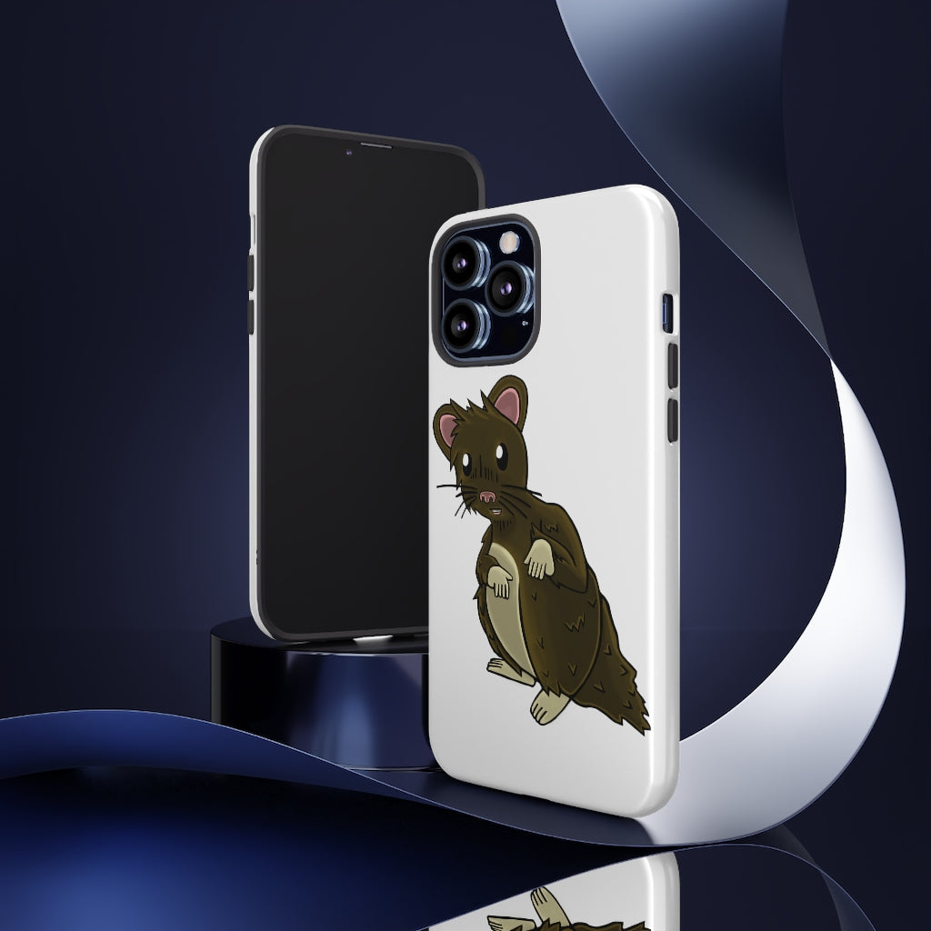 Brown Hamster Tough Case showcasing a cute hamster design with a durable dual-layer structure for smartphone protection.