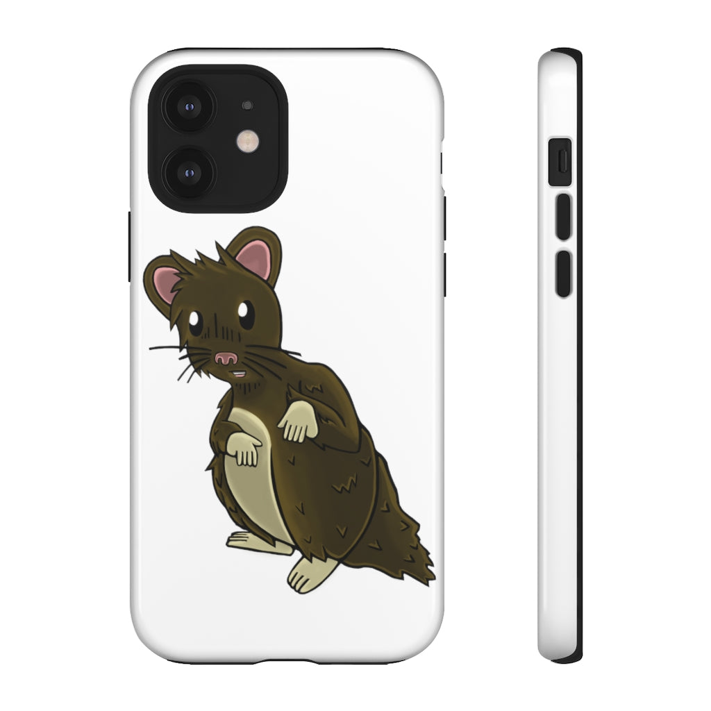 Brown Hamster Tough Case showcasing a cute hamster design with a durable dual-layer structure for smartphone protection.