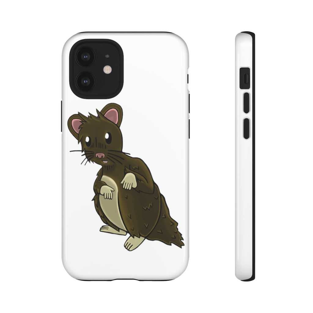 Brown Hamster Tough Case showcasing a cute hamster design with a durable dual-layer structure for smartphone protection.