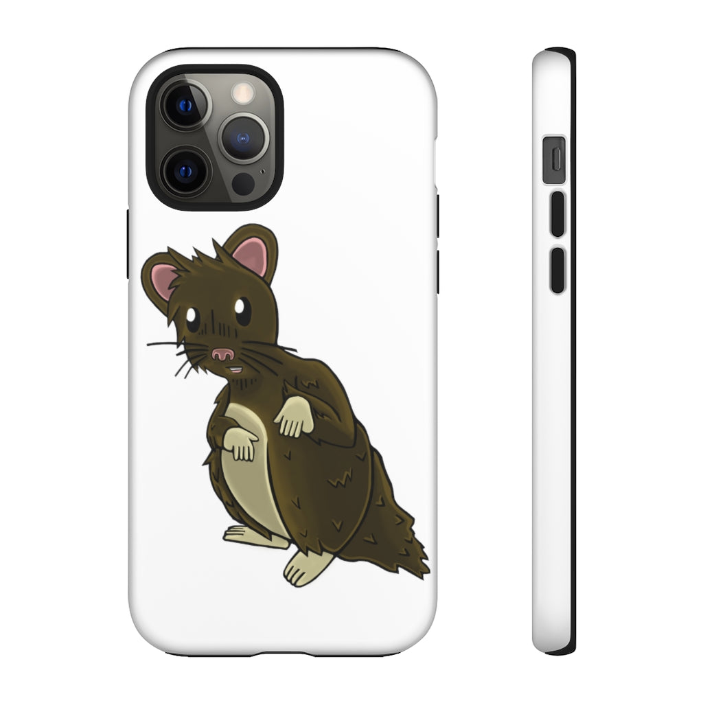 Brown Hamster Tough Case showcasing a cute hamster design with a durable dual-layer structure for smartphone protection.