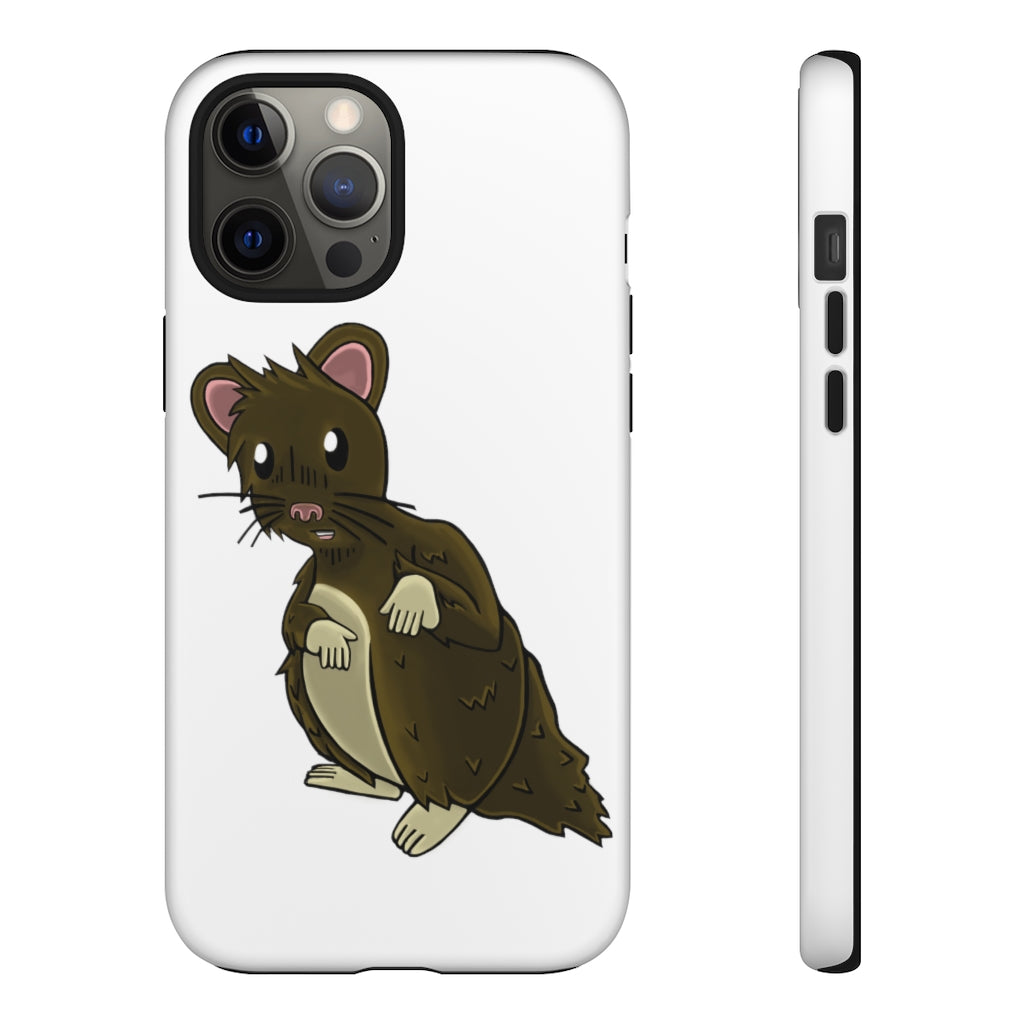 Brown Hamster Tough Case showcasing a cute hamster design with a durable dual-layer structure for smartphone protection.