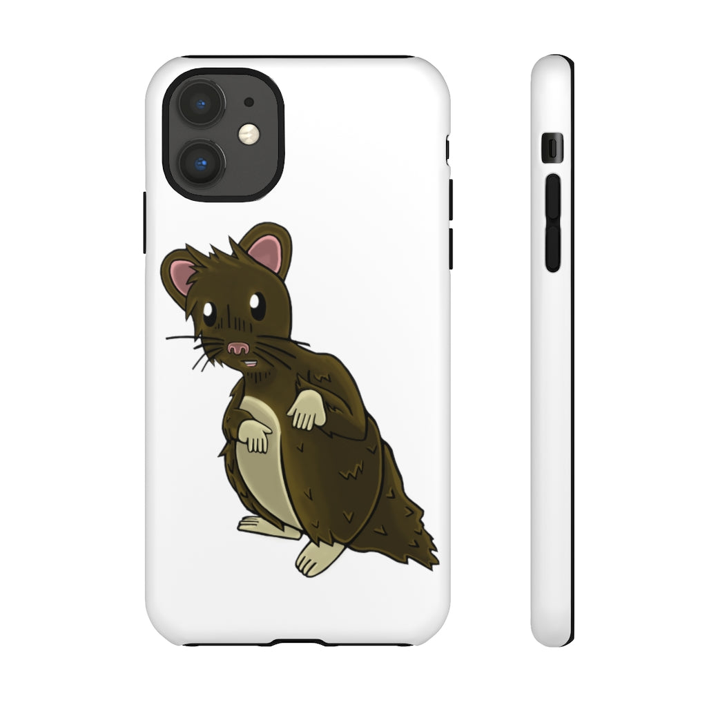 Brown Hamster Tough Case showcasing a cute hamster design with a durable dual-layer structure for smartphone protection.