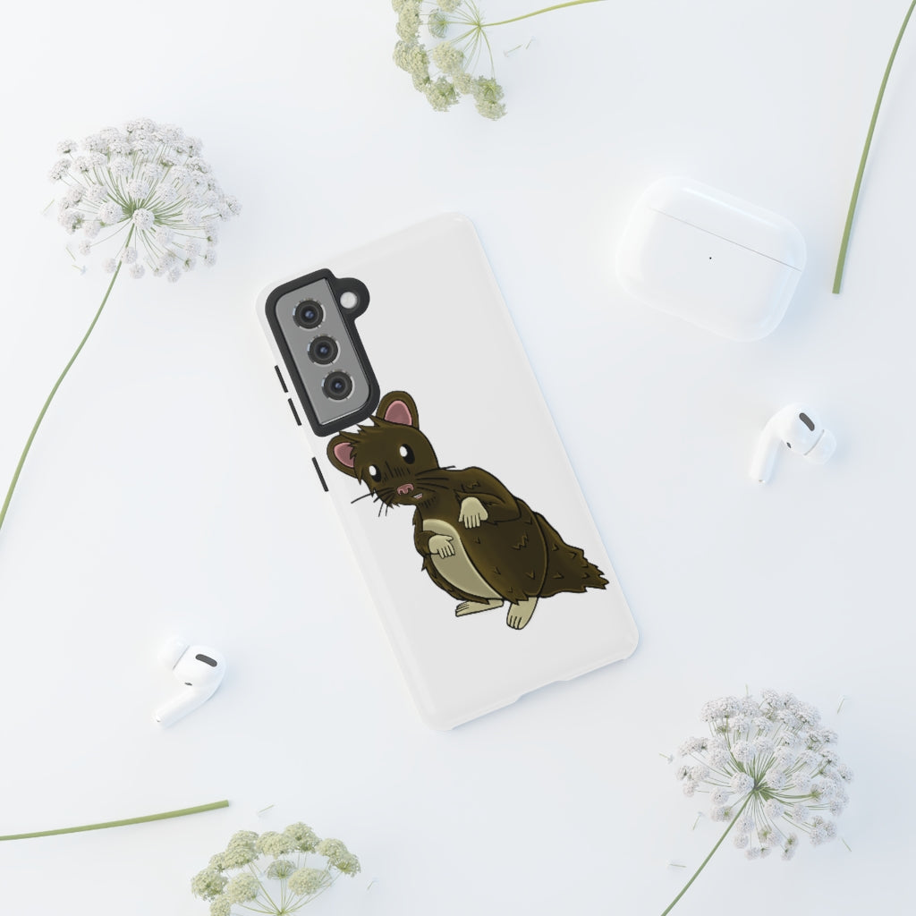 Brown Hamster Tough Case showcasing a cute hamster design with a durable dual-layer structure for smartphone protection.