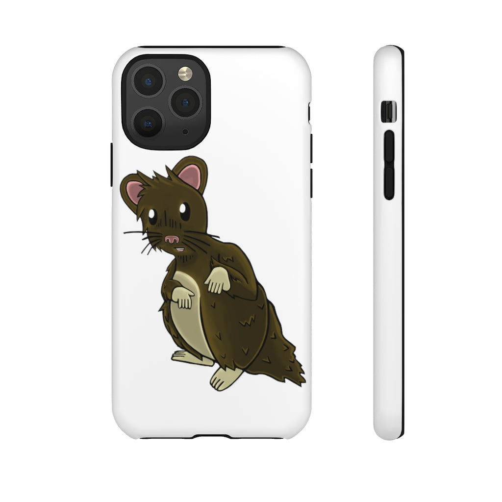 Brown Hamster Tough Case showcasing a cute hamster design with a durable dual-layer structure for smartphone protection.