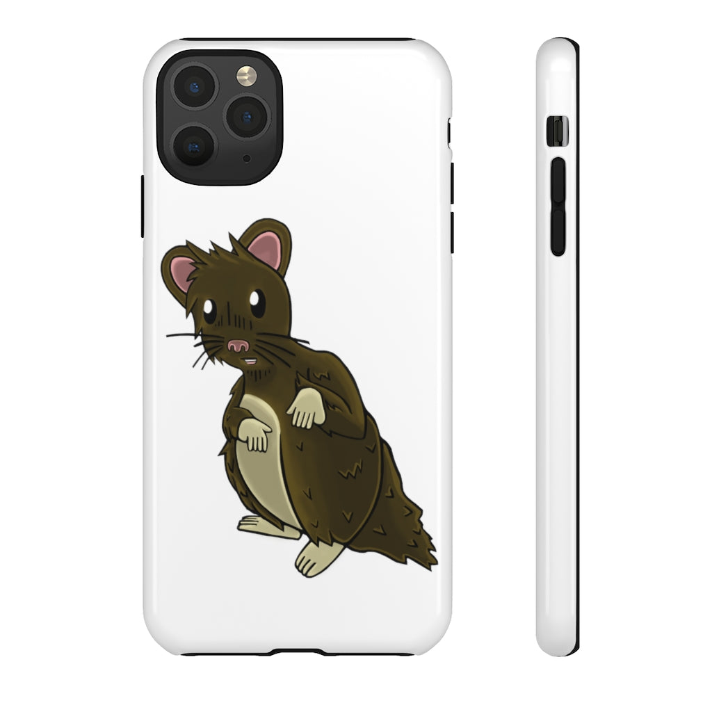 Brown Hamster Tough Case showcasing a cute hamster design with a durable dual-layer structure for smartphone protection.