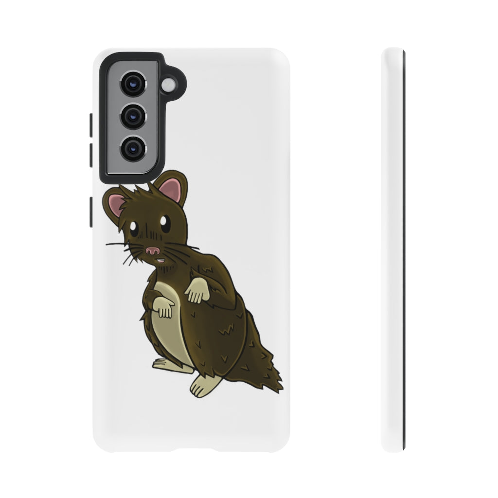 Brown Hamster Tough Case showcasing a cute hamster design with a durable dual-layer structure for smartphone protection.