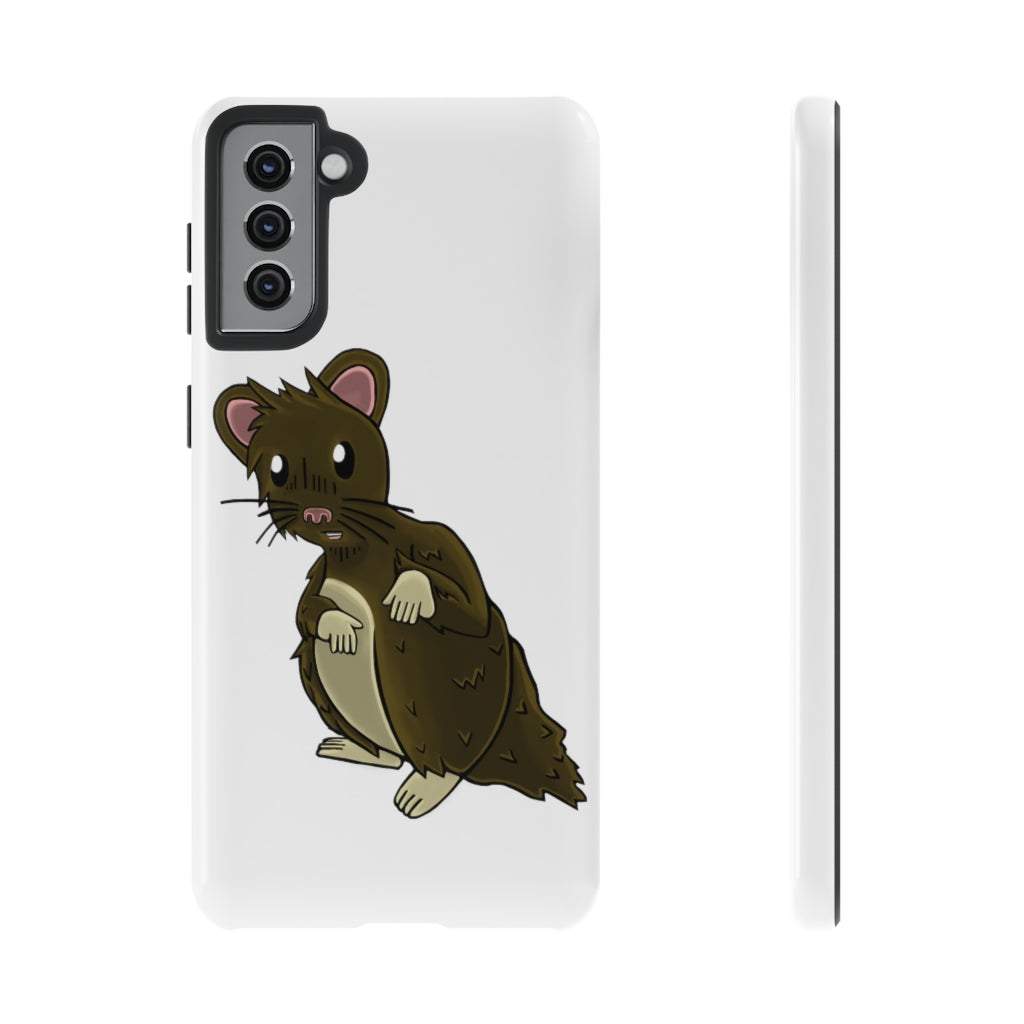 Brown Hamster Tough Case showcasing a cute hamster design with a durable dual-layer structure for smartphone protection.