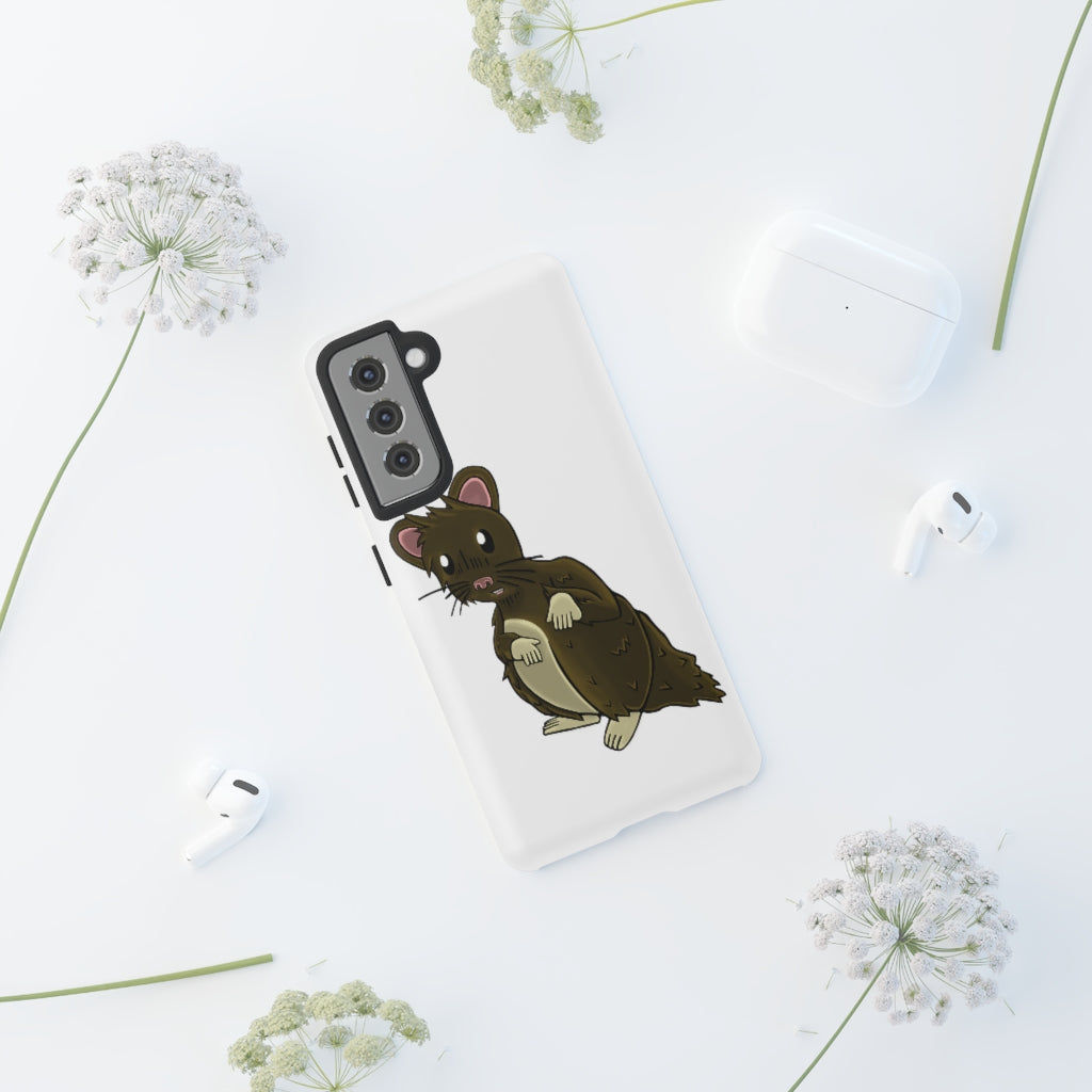 Brown Hamster Tough Case showcasing a cute hamster design with a durable dual-layer structure for smartphone protection.