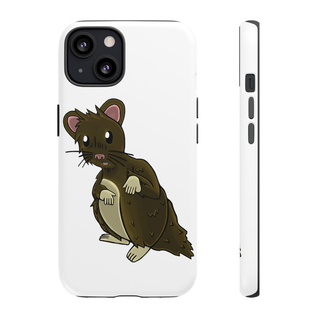 Brown Hamster Tough Case showcasing a cute hamster design with a durable dual-layer structure for smartphone protection.