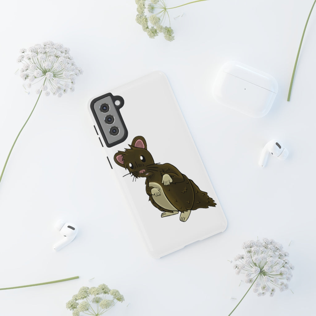 Brown Hamster Tough Case showcasing a cute hamster design with a durable dual-layer structure for smartphone protection.