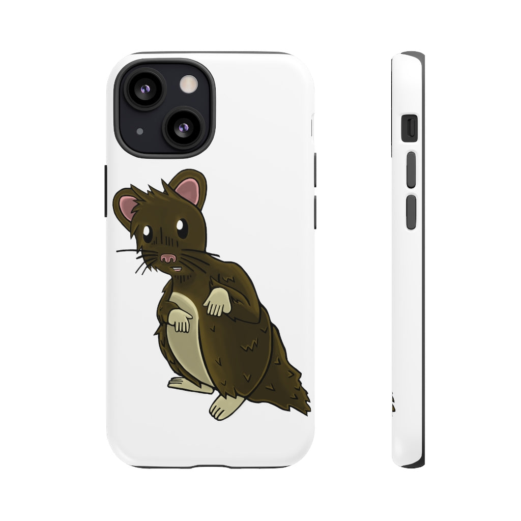 Brown Hamster Tough Case showcasing a cute hamster design with a durable dual-layer structure for smartphone protection.