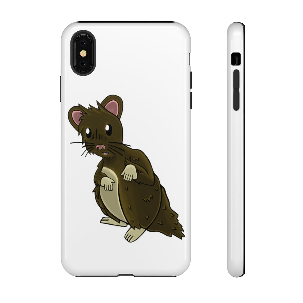 Brown Hamster Tough Case showcasing a cute hamster design with a durable dual-layer structure for smartphone protection.