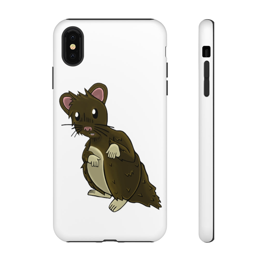 Brown Hamster Tough Case showcasing a cute hamster design with a durable dual-layer structure for smartphone protection.