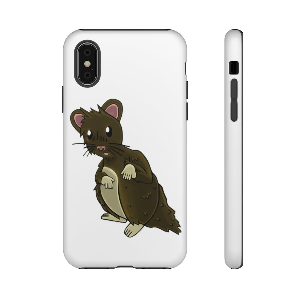 Brown Hamster Tough Case showcasing a cute hamster design with a durable dual-layer structure for smartphone protection.