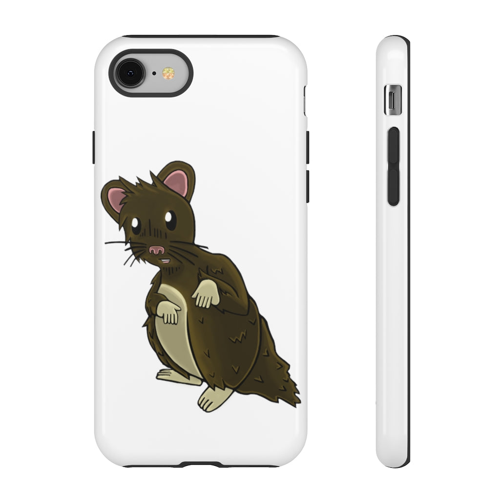 Brown Hamster Tough Case showcasing a cute hamster design with a durable dual-layer structure for smartphone protection.