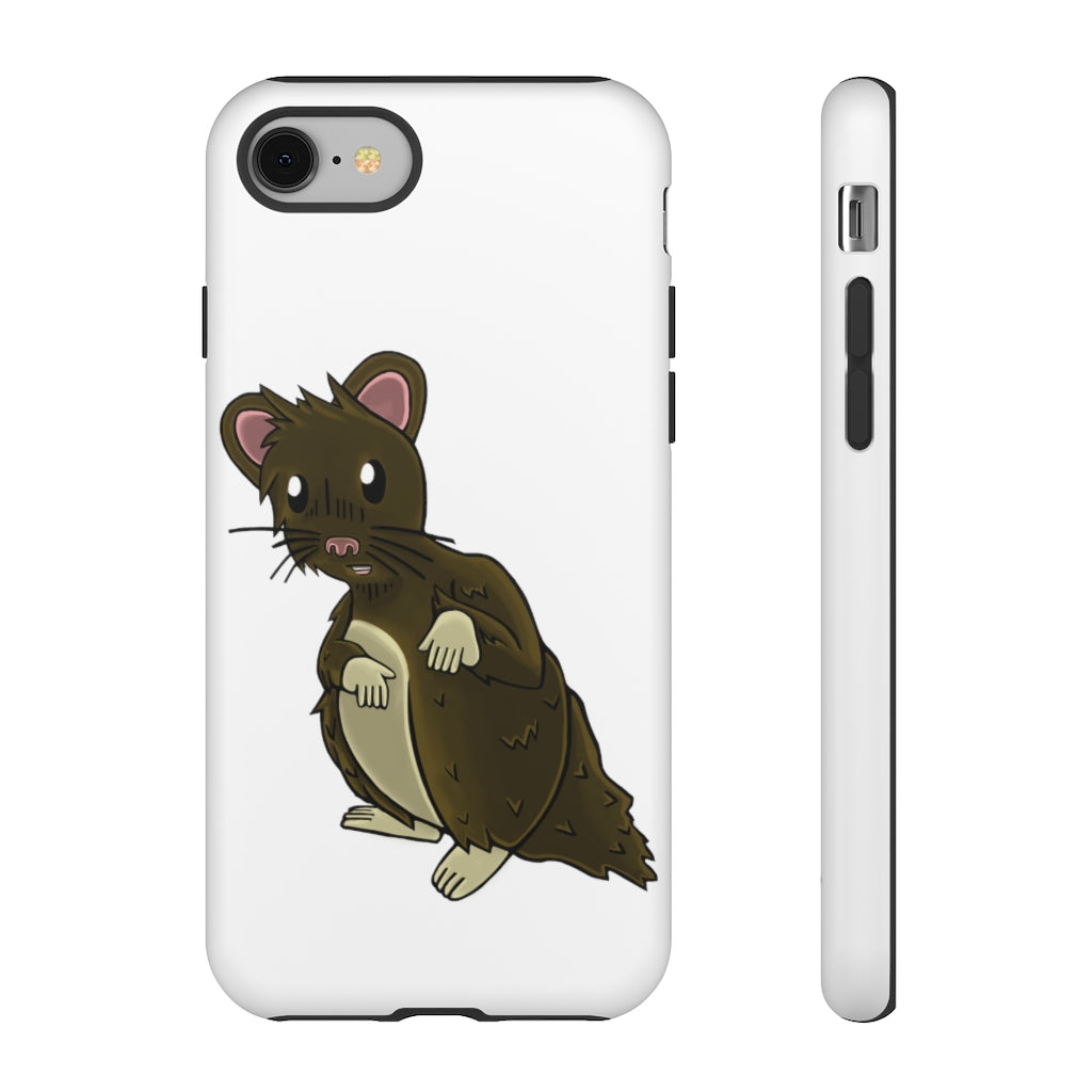 Brown Hamster Tough Case showcasing a cute hamster design with a durable dual-layer structure for smartphone protection.