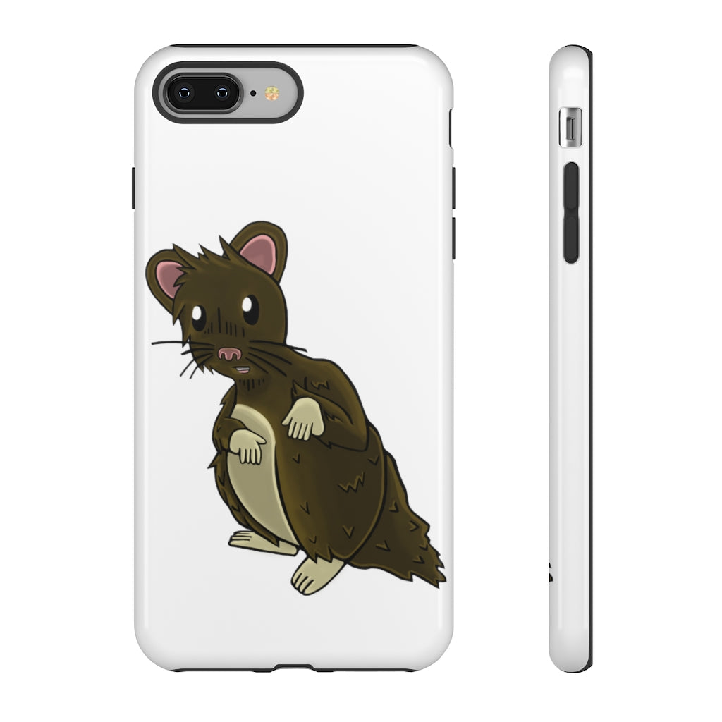 Brown Hamster Tough Case showcasing a cute hamster design with a durable dual-layer structure for smartphone protection.