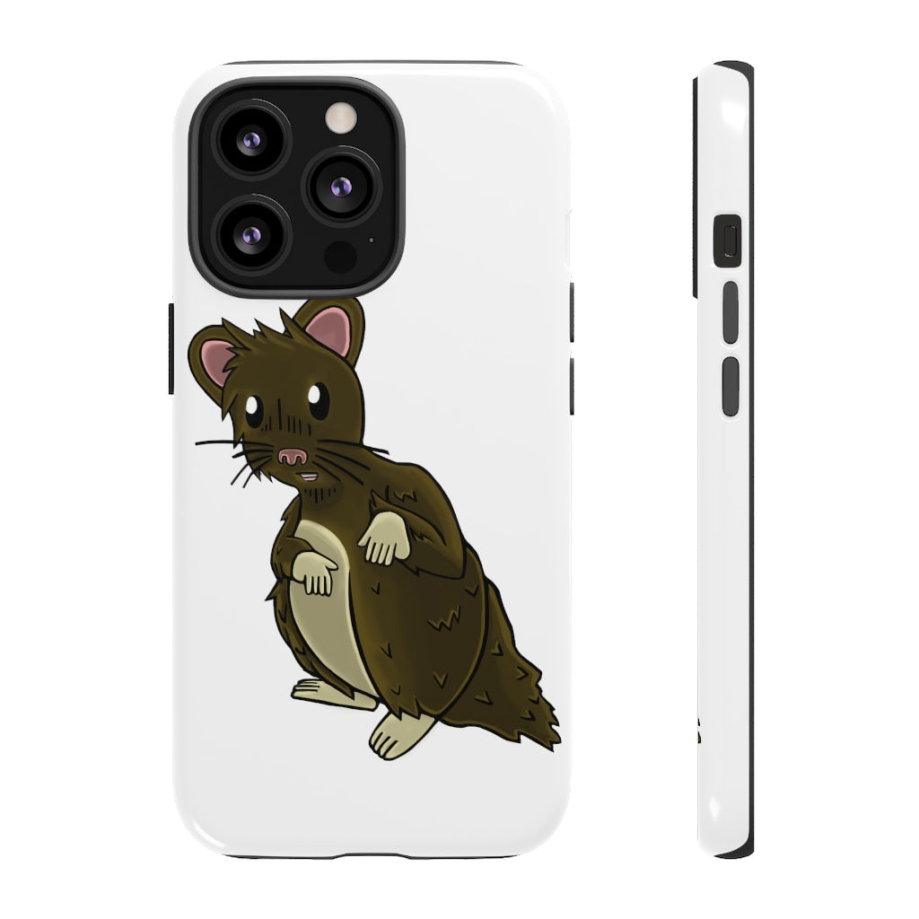 Brown Hamster Tough Case showcasing a cute hamster design with a durable dual-layer structure for smartphone protection.