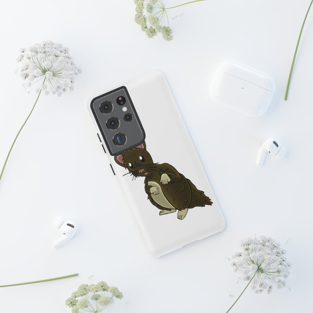 Brown Hamster Tough Case showcasing a cute hamster design with a durable dual-layer structure for smartphone protection.