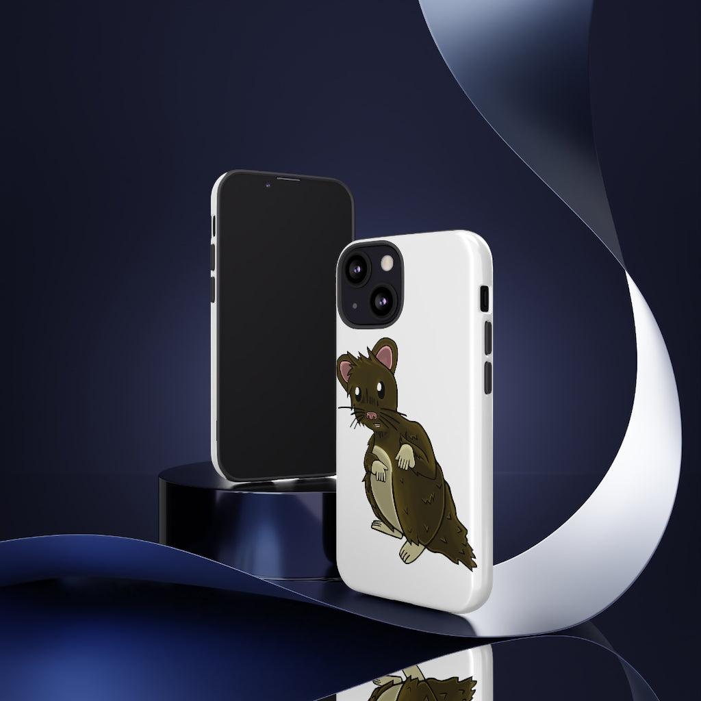 Brown Hamster Tough Case showcasing a cute hamster design with a durable dual-layer structure for smartphone protection.