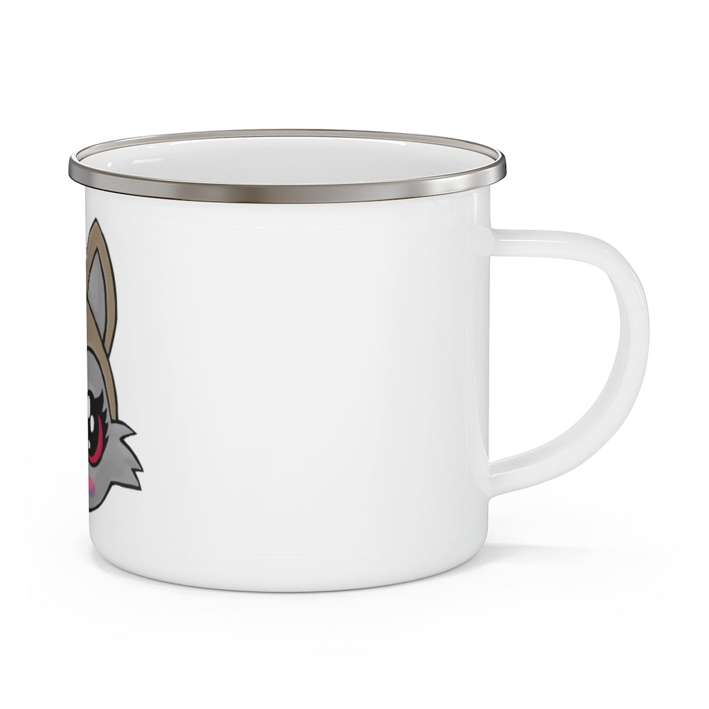 Brown Kitty Enamel Camping Mug with a cute kitty design, perfect for outdoor adventures and personalized beverages.