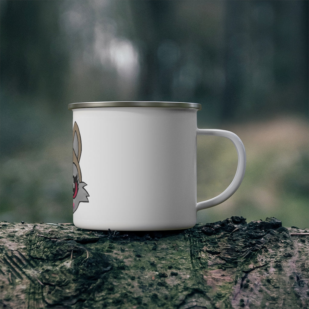 Brown Kitty Enamel Camping Mug with a cute kitty design, perfect for outdoor adventures and personalized beverages.