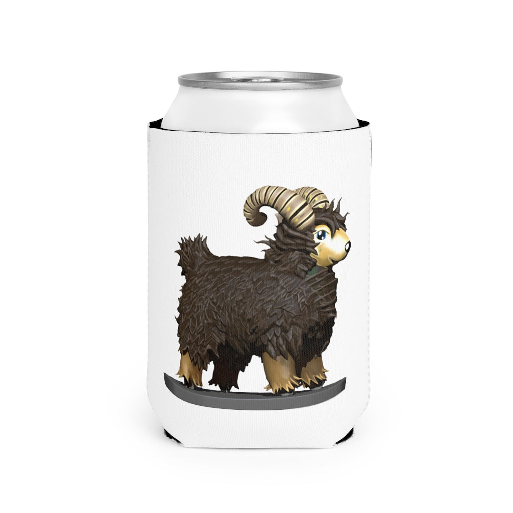 Brown Sheep Can Cooler Sleeve made of durable neoprene, designed to fit standard 12 oz cans, featuring a black interior.