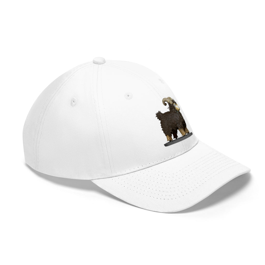 Brown Sheep Unisex Twill Hat featuring a classic 6-panel design in durable 100% cotton twill with an adjustable Velcro closure.