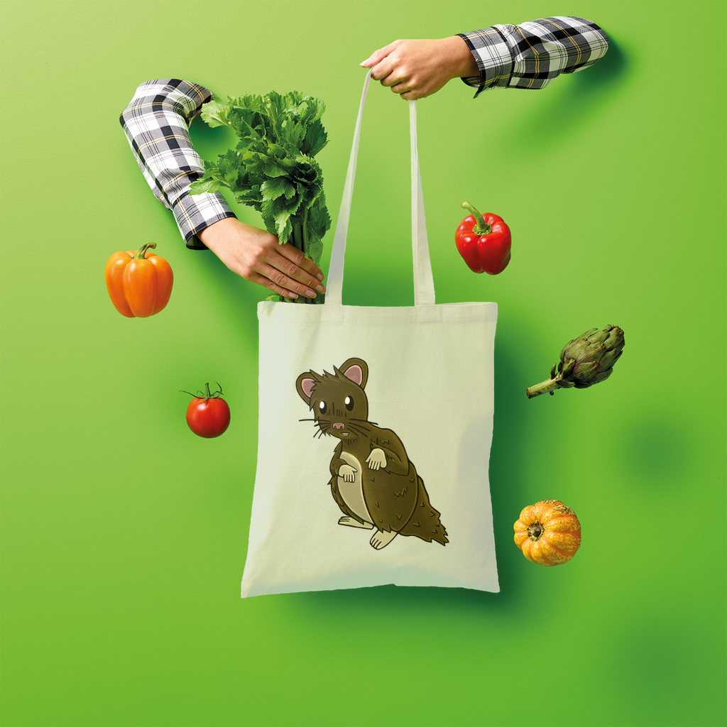BrownHamster Shopper Tote Bag made of 100% cotton, featuring a spacious design and shoulder straps for easy carrying.