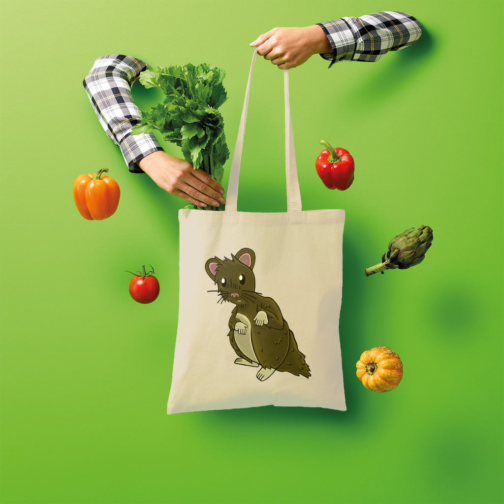 BrownHamster Shopper Tote Bag made of 100% cotton, featuring a spacious design and shoulder straps for easy carrying.