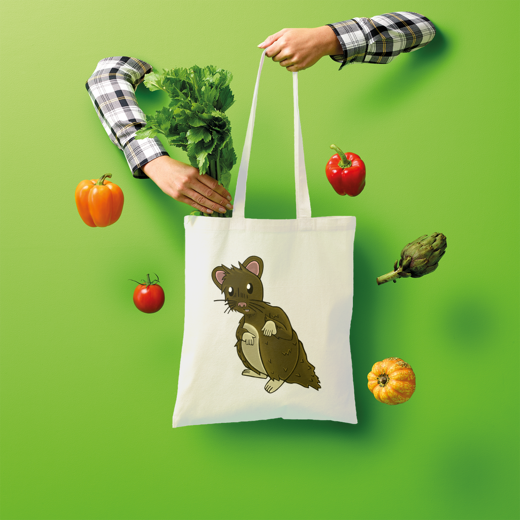 BrownHamster Shopper Tote Bag made of 100% cotton, featuring a spacious design and shoulder straps for easy carrying.