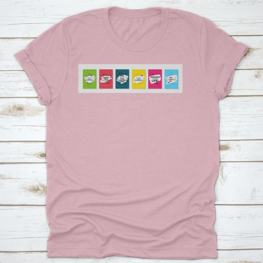 Bubbles With Quote Marks Design T-Shirt displayed on a mannequin, showcasing its classic fit and vibrant design.