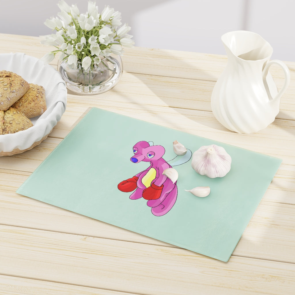 Bubbletare Cutting Board made of tempered glass with rubber dots for stability, showcasing a stylish design suitable for any kitchen.