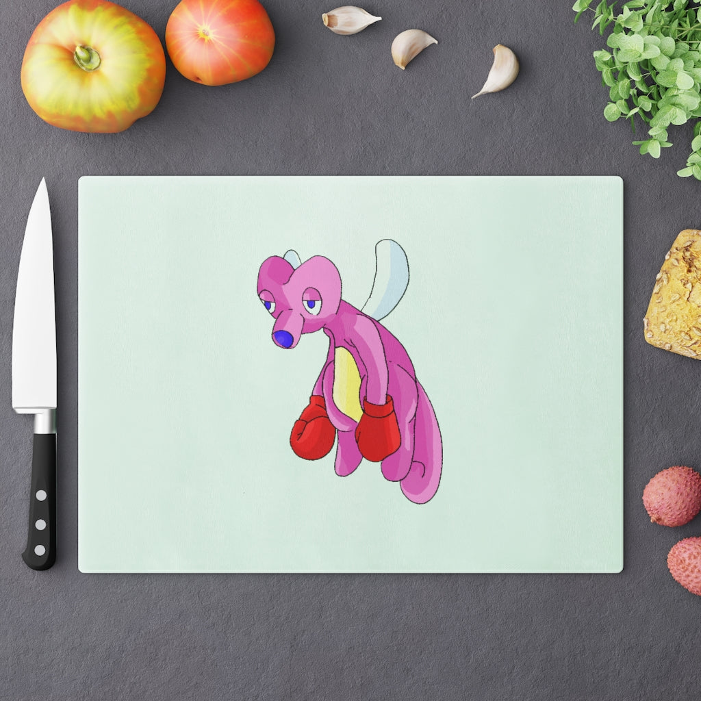 Bubbletare Cutting Board made of tempered glass with rubber dots for stability, showcasing a stylish design suitable for any kitchen.