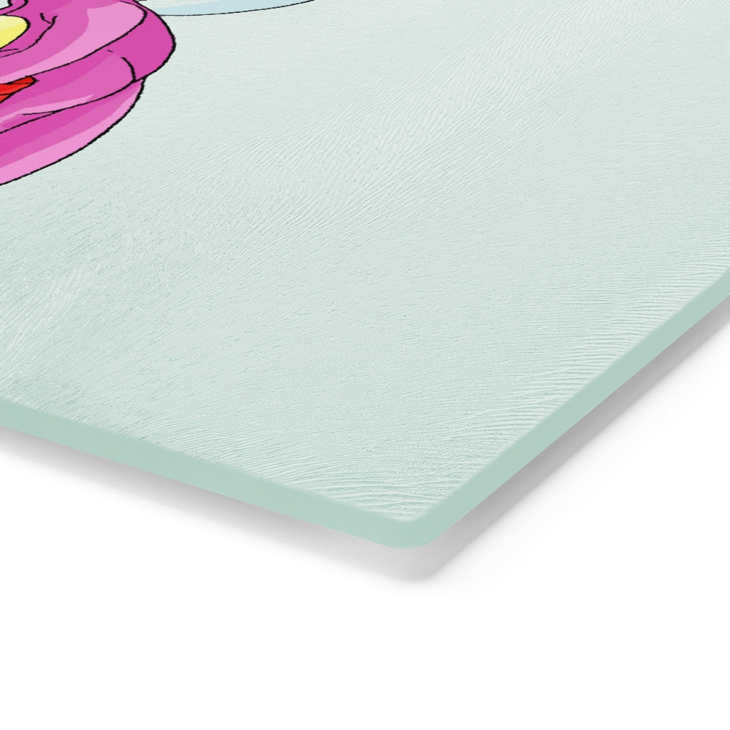 Bubbletare Cutting Board made of tempered glass with rubber dots for stability, showcasing a stylish design suitable for any kitchen.