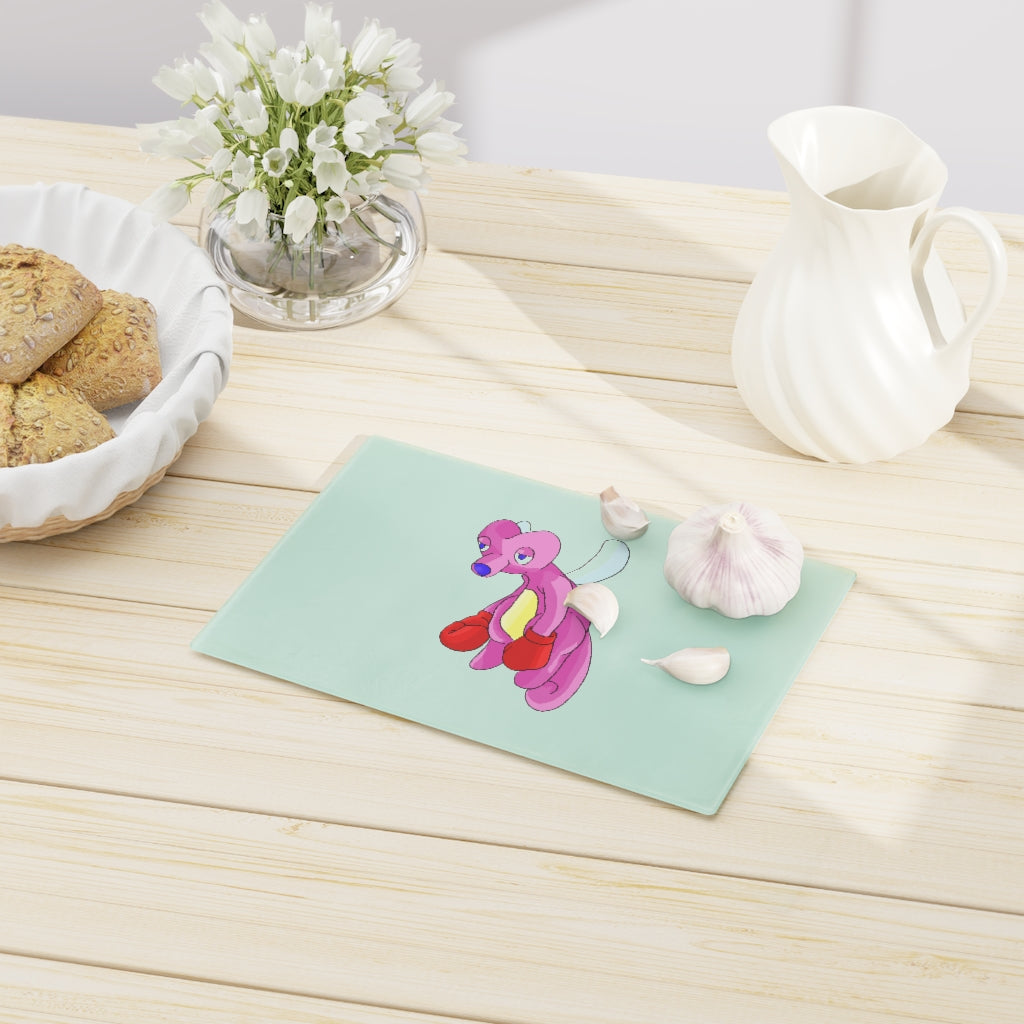 Bubbletare Cutting Board made of tempered glass with rubber dots for stability, showcasing a stylish design suitable for any kitchen.