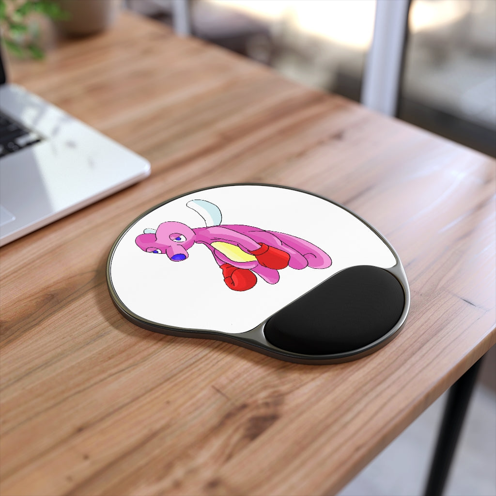 Bubbletare Mouse Pad with ergonomic Memory Foam wrist rest and customizable neoprene insert, featuring a foot-shaped black plastic base.