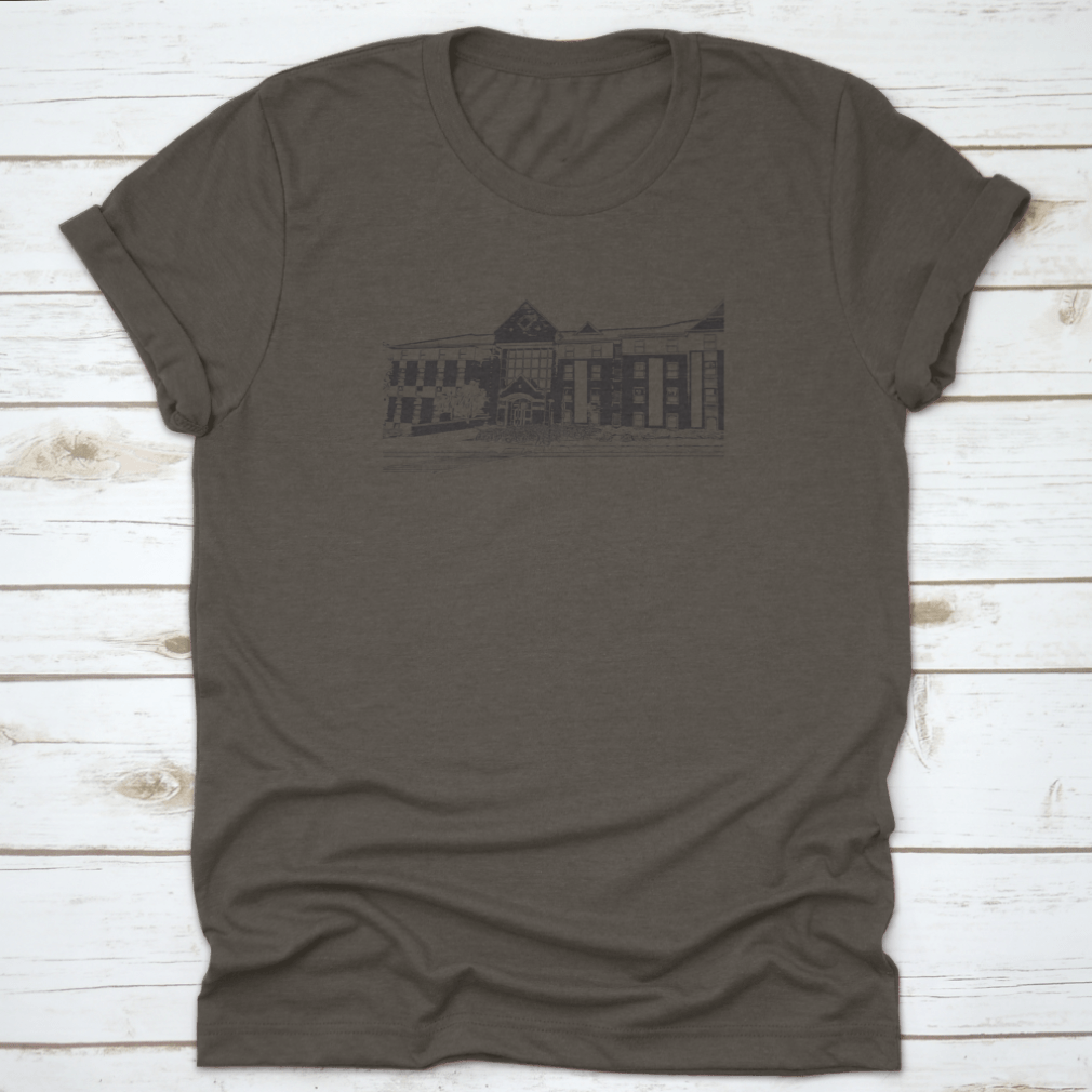 A stylish cotton shirt featuring a city view design of Gainesville landmarks, perfect for travel enthusiasts.