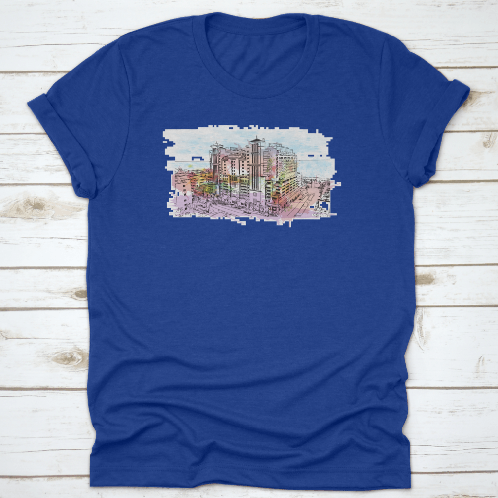 A stylish cotton t-shirt featuring the Building View with Landmark of Clearwater, showcasing its comfortable fit and quality fabric.