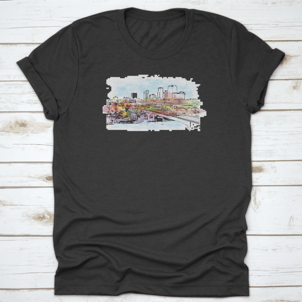 A stylish t-shirt featuring the Building View with Landmark of Little Rock, showcasing Arkansas pride with a comfortable fit.