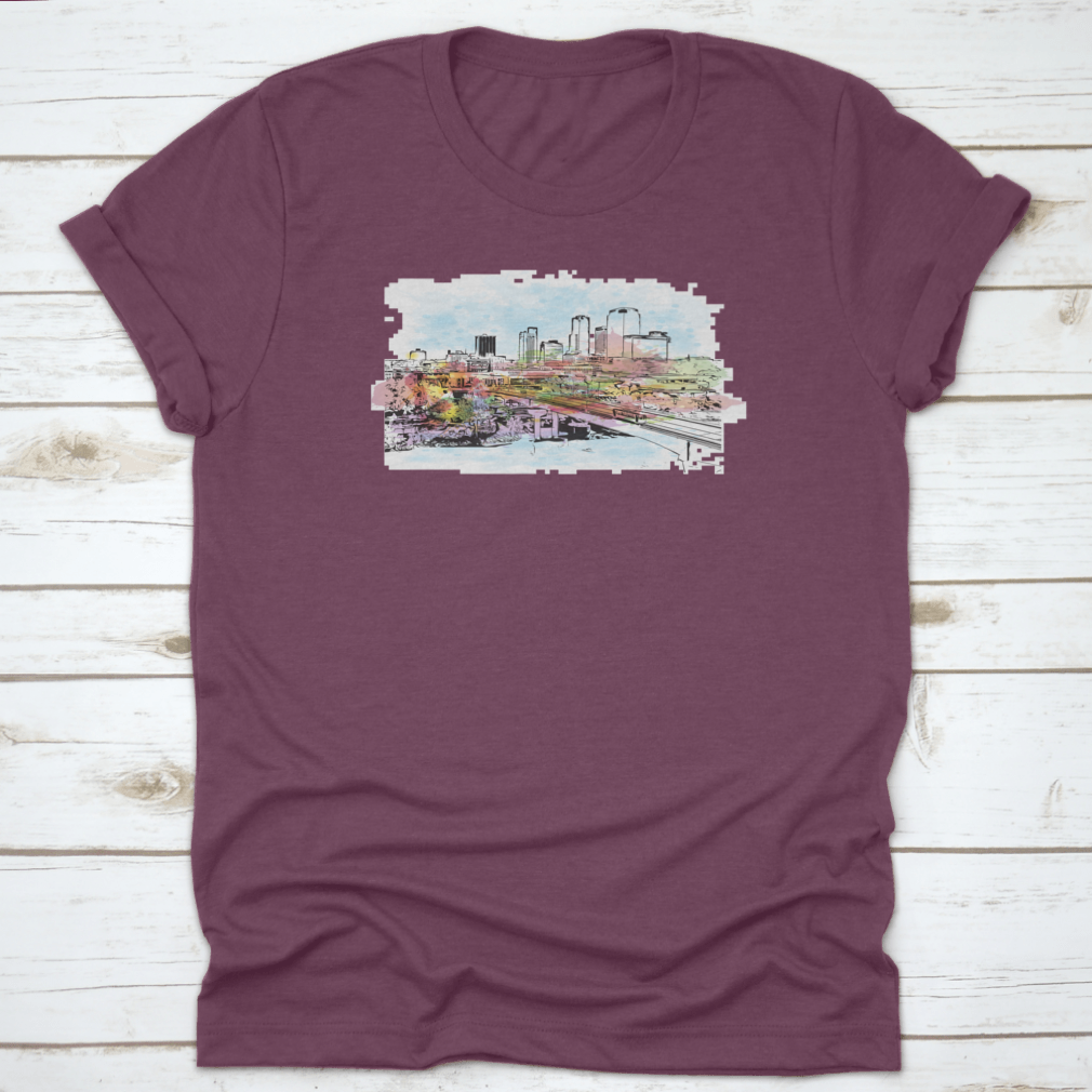 A stylish t-shirt featuring the Building View with Landmark of Little Rock, showcasing Arkansas pride with a comfortable fit.