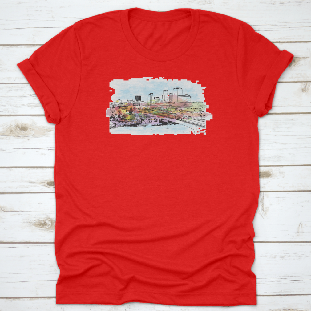 A stylish t-shirt featuring the Building View with Landmark of Little Rock, showcasing Arkansas pride with a comfortable fit.