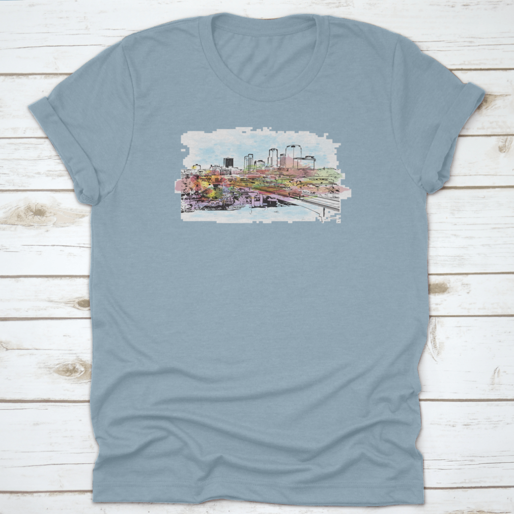 A stylish t-shirt featuring the Building View with Landmark of Little Rock, showcasing Arkansas pride with a comfortable fit.