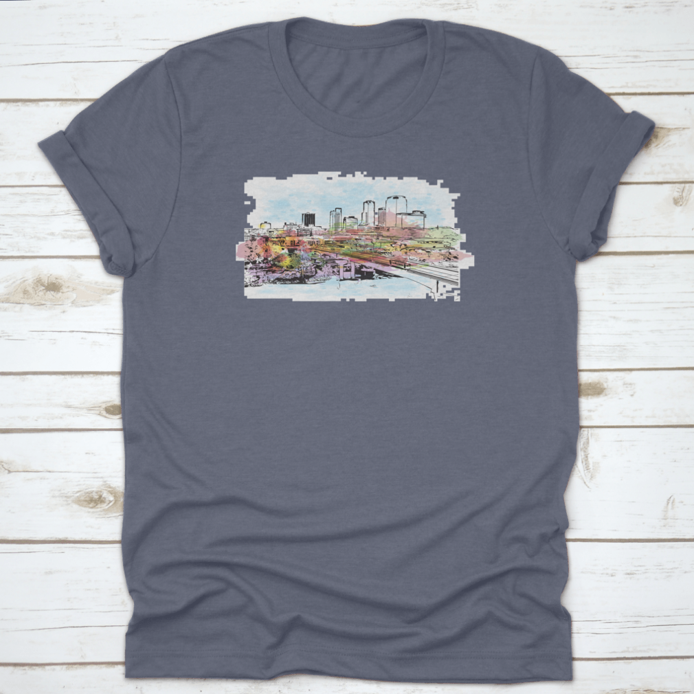 A stylish t-shirt featuring the Building View with Landmark of Little Rock, showcasing Arkansas pride with a comfortable fit.