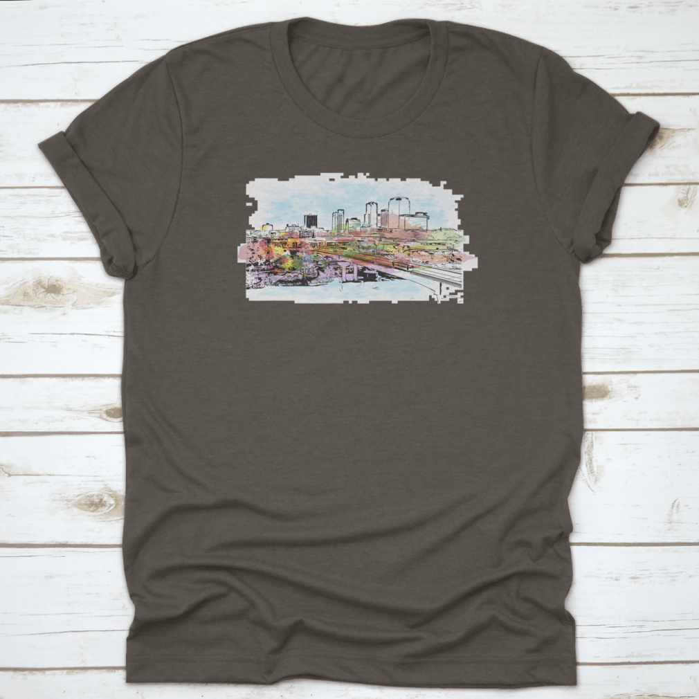 A stylish t-shirt featuring the Building View with Landmark of Little Rock, showcasing Arkansas pride with a comfortable fit.