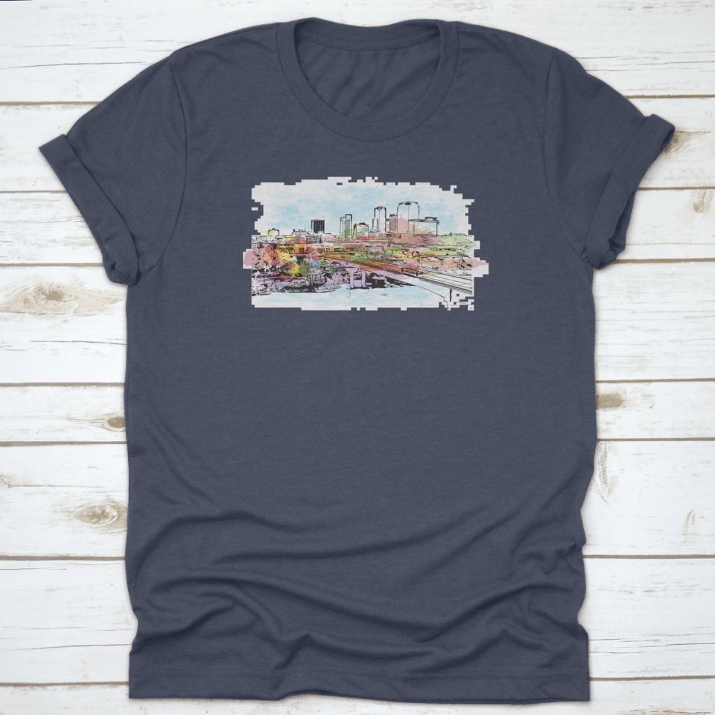 A stylish t-shirt featuring the Building View with Landmark of Little Rock, showcasing Arkansas pride with a comfortable fit.